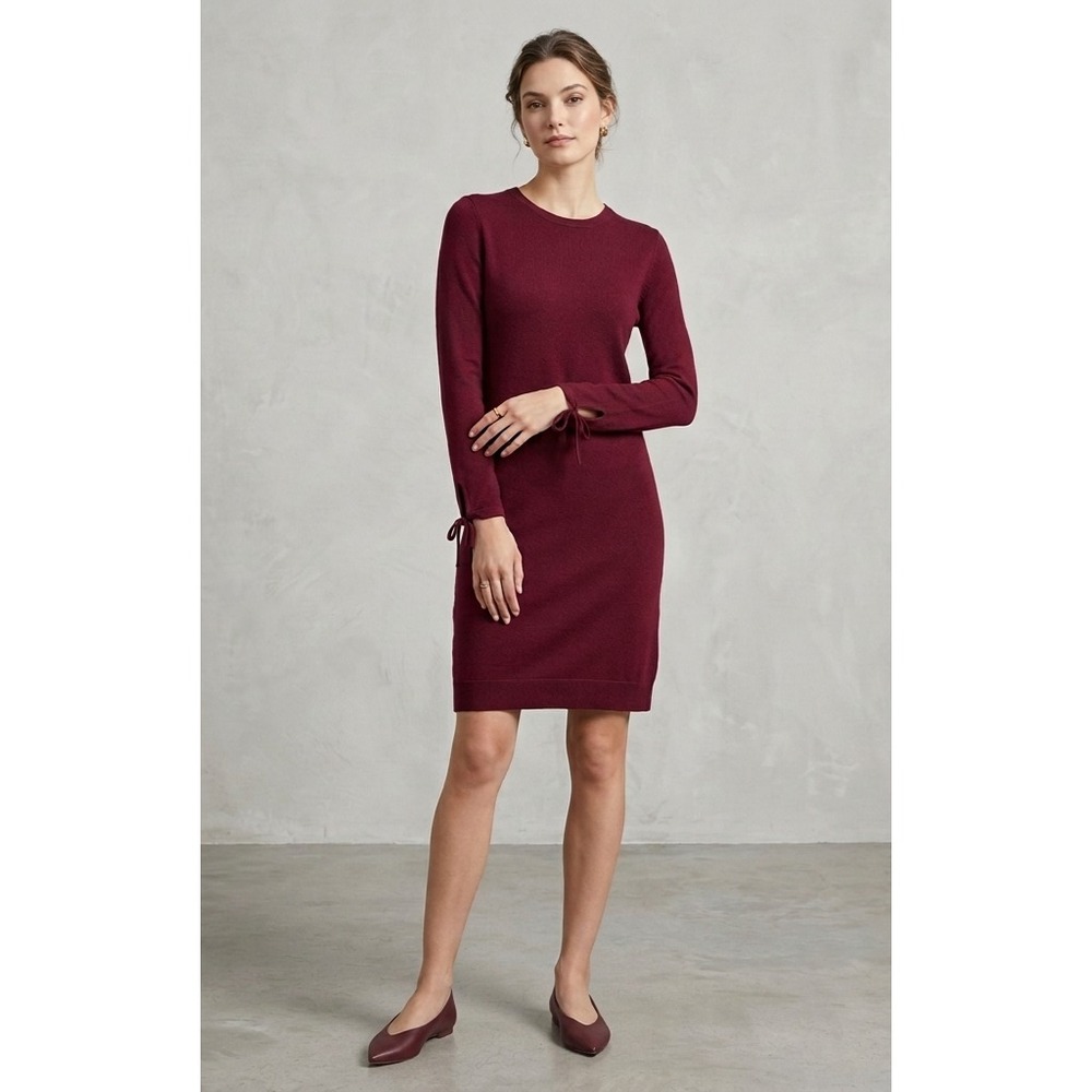 Banana Republic Crew Neck Sweater Dress Womens M Red Filpucci Yarn Tie Sleeve